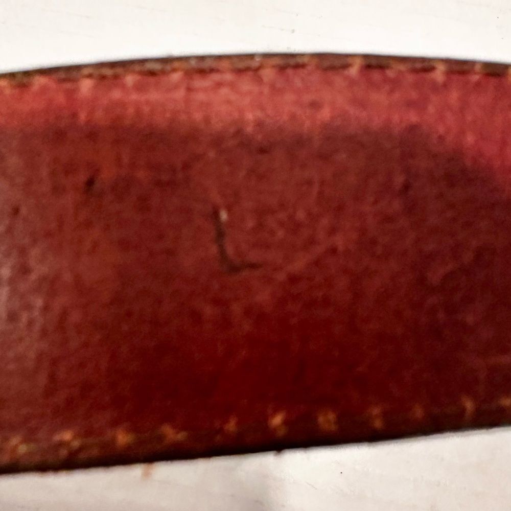 Talbots Burgundy Croc-Embossed Leather Belt with Silver Dog Head Accents - Picture 2 of 7